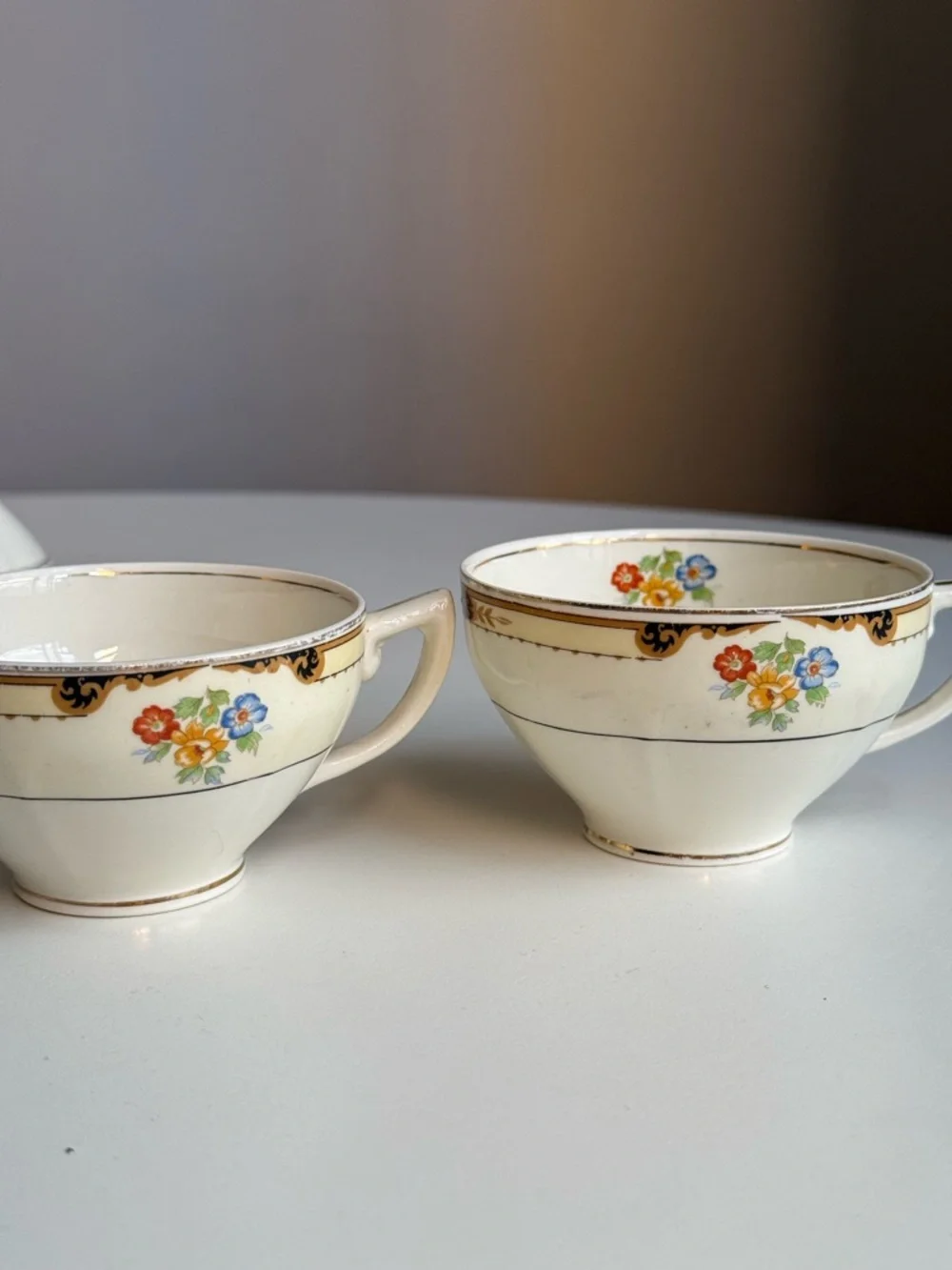 Set 8 Grindley England Vintage Teacup Gold Floral Porcelain
